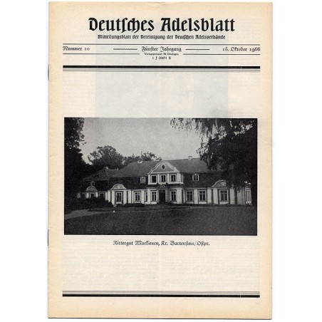 Deutsches Adelsblatt. 5. Jahrgang (1966). Nr 10 (15 X 1966) [Rittergut Markienen, Kr. Bartenstein / Ostpr.] [Markiny]