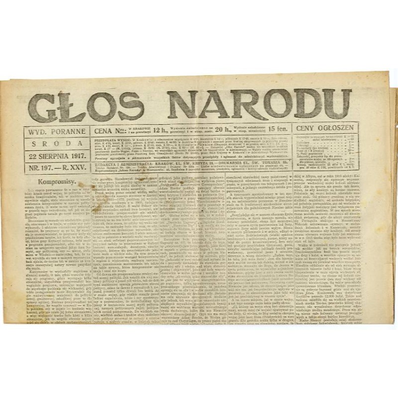 Głos Narodu. R.25 (1917). Nr 197 (22 sierpnia 1917). Wydanie poranne