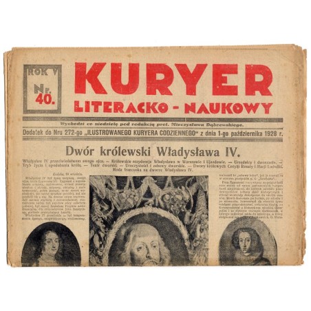 Kuryer Literacko-Naukowy. R.5 (1928). Nr 40 (1 października 1928). Bezpłatny dodatek do Nru 272