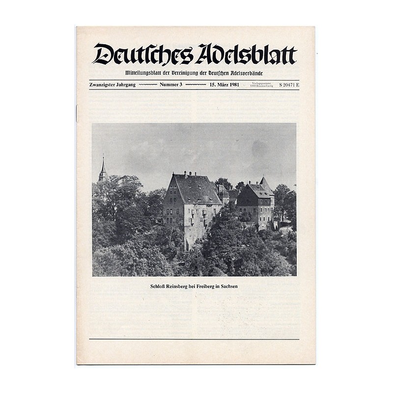 Deutsches Adelsblatt. 20. Jahrgang (1981). Nr 3 (15 III 1981) [Schloß Reinsberg bei Freiberg in Sachsen]
