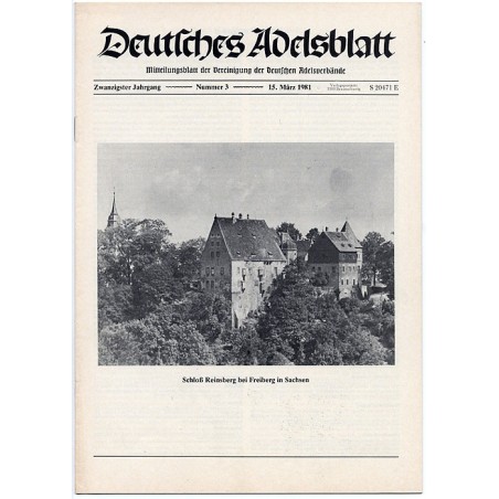 Deutsches Adelsblatt. 20. Jahrgang (1981). Nr 3 (15 III 1981) [Schloß Reinsberg bei Freiberg in Sachsen]