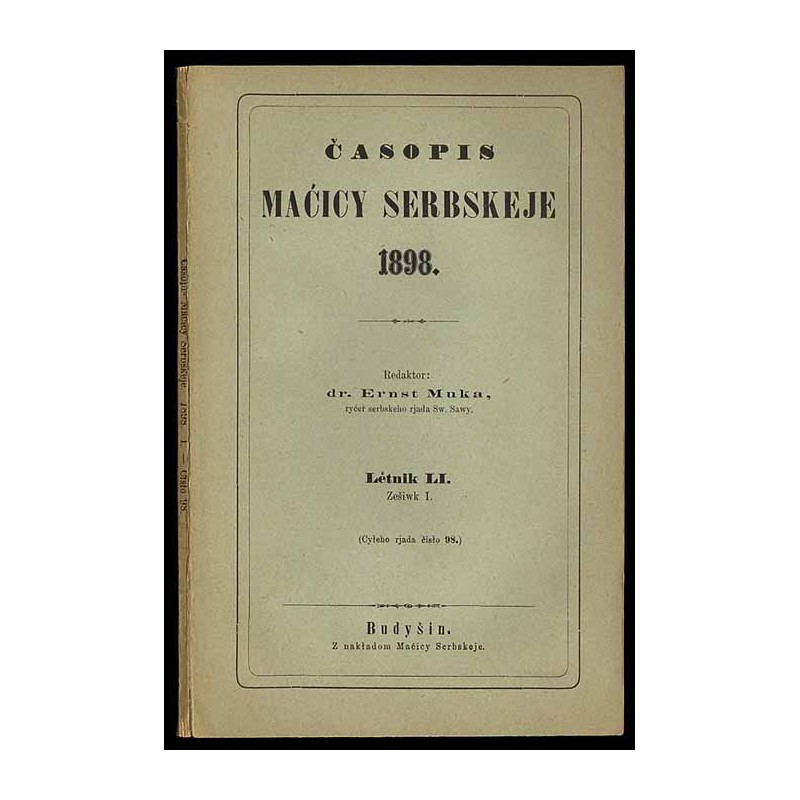 Časopis Maćicy Serbskeje. Lětnik 51 (1898). Z.1 (98)