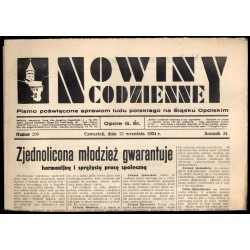 Nowiny Codzienne. Pismo poświęcone sprawom ludu polskiego na Śląsku Opolskim. R.24 (1934). Nr 208 (13 września 1934)