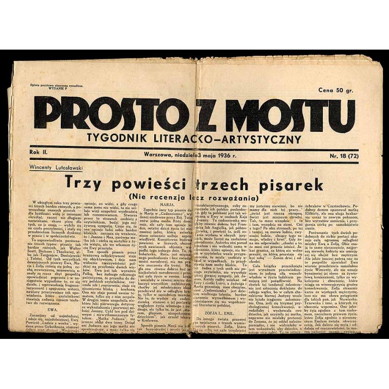 Prosto z Mostu. Tygodnik literacko-artystyczny. R.2 (1936). Nr 18 (72) (3 maja 1936)
