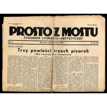 Prosto z Mostu. Tygodnik literacko-artystyczny. R.2 (1936). Nr 18 (72) (3 maja 1936)