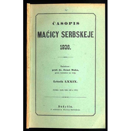 Časopis Towarstwa Maćicy Serbskeje. Lětnik 79 (1926). Nr 149-150