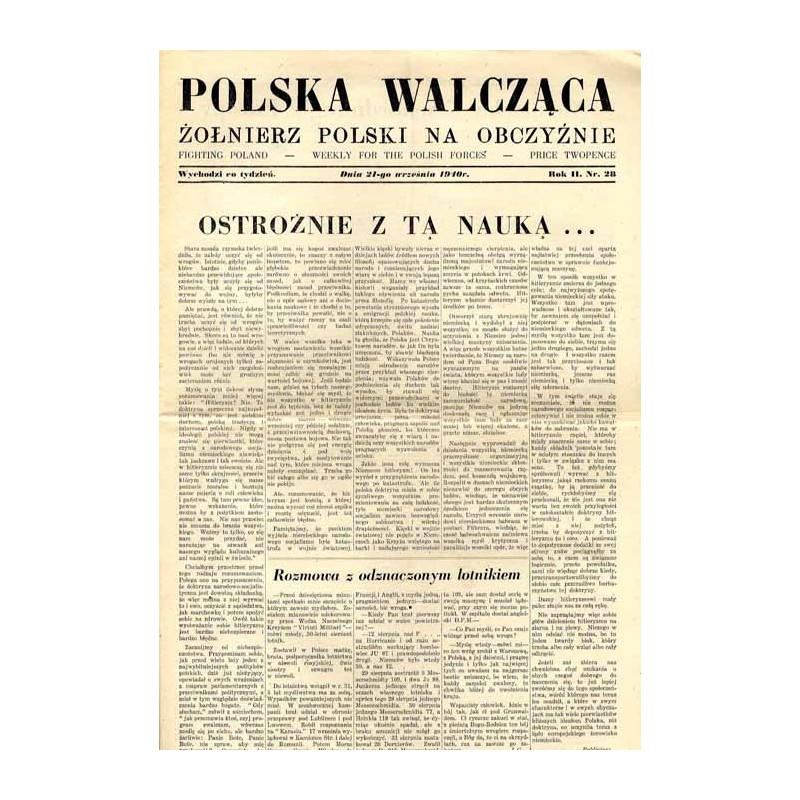 Polska Walcząca - Żołnierz Polski na Obczyźnie. Fighting Poland. Weekly for the Polish Forces. R.2 (1940). Nr 28 (21 września 19