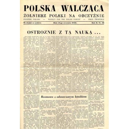 Polska Walcząca - Żołnierz Polski na Obczyźnie. Fighting Poland. Weekly for the Polish Forces. R.2 (1940). Nr 28 (21 września 19