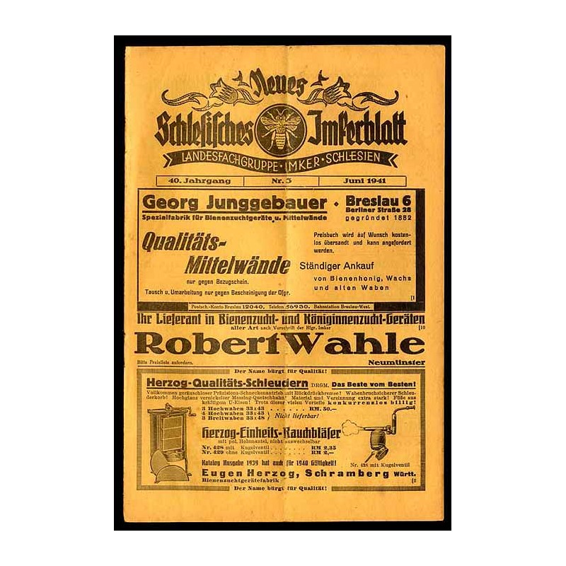 Neues Schlesisches Imkerblatt. Landesfachgruppe Imker Schlesien. 40. Jahrgang (1941). Nr 3 (Juni)