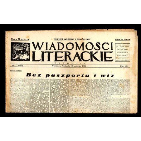 Wiadomości Literackie. Tygodnik. R.13 (1936). Nr 17 (649) (19 kwietnia 1936)
