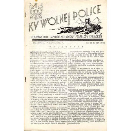 Ku Wolnej Polsce. Codzienne pismo Brygady Strzelców Karpackich. R.2 (1941). Nr 136 (242) (7 czerwca 1941)