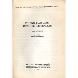 Polsko-łużyckie stosunki literackie. Tom studiów