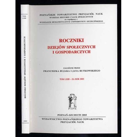 Roczniki Dziejów Społecznych i Gospodarczych. T.63 za rok 2003