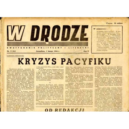 W Drodze. Dwutygodnik polityczny i literacki. R.2 (1944). Nr 3 (21) (1 lutego 1944) / Władysław Broniewski