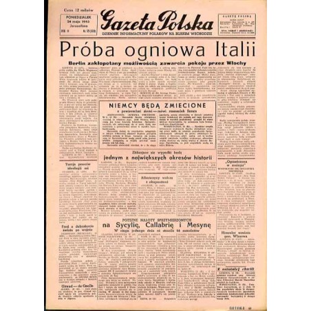 Gazeta Polska. Dziennik informacyjny Polaków na Bliskim Wschodzie. R.3 (1943). Nr 121 (560) (24 maja 1943)