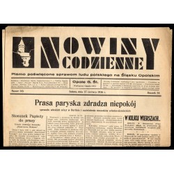 Nowiny Codzienne. Pismo poświęcone sprawom ludu polskiego na Śląsku Opolskim. R.26 (1936). Nr 145 (27 czerwca 1936)