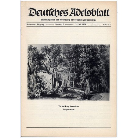 Deutsches Adelsblatt. 17. Jahrgang (1978). Nr 7 (15 VII 1978) [Tor zur Burg Spantekow, Kr. Anklam / Vorpommern]