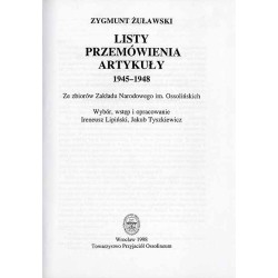 Listy, przemówienia, artykuły 1945-1948. Ze zbiorów Zakładu Narodowego im. Ossolińskich