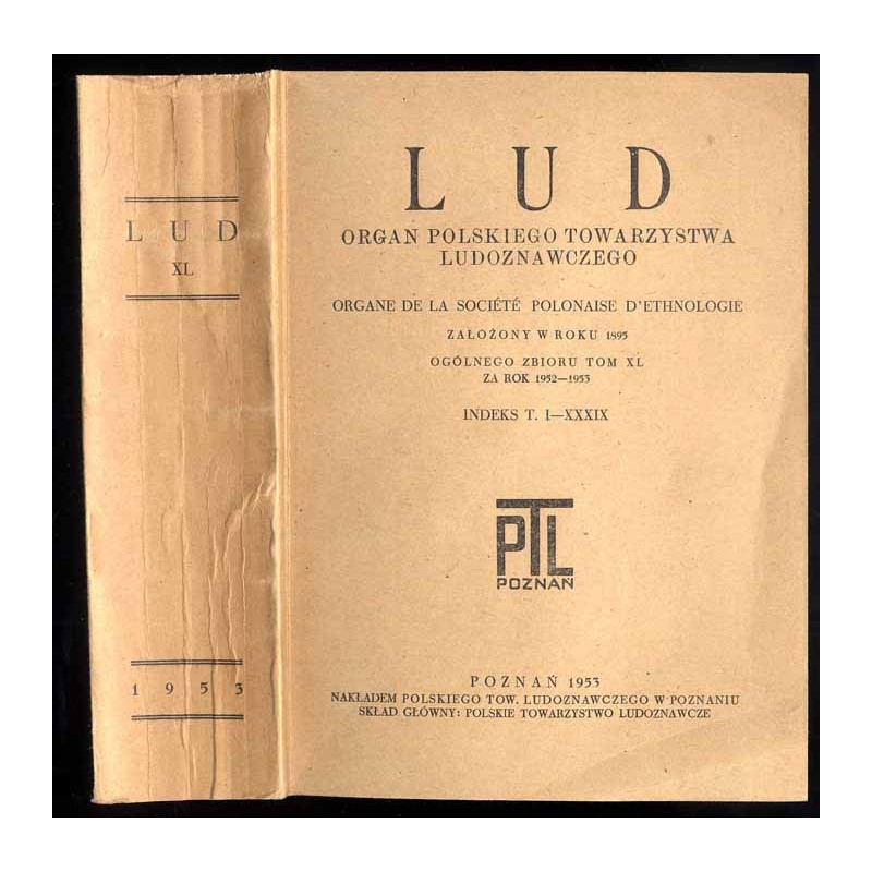 Lud. Organ Polskiego Towarzystwa Ludoznawczego. T.40 (1952-1953). Indeks t.I-XXXIX