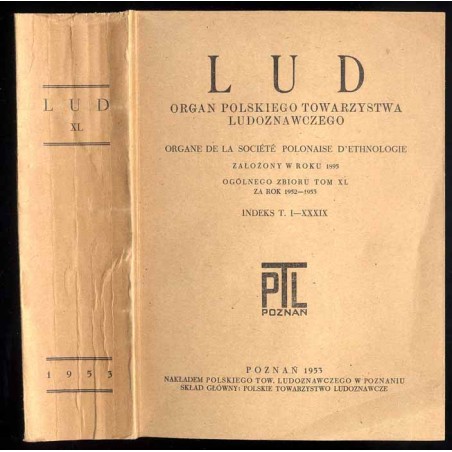 Lud. Organ Polskiego Towarzystwa Ludoznawczego. T.40 (1952-1953). Indeks t.I-XXXIX