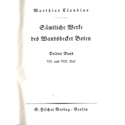 Sämtliche Werke des Wandsbecker Boten. 3tomy