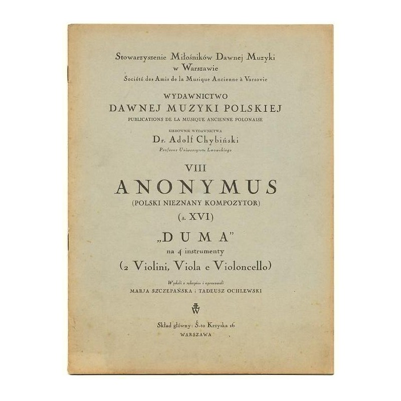 "Duma" na 4 instrumenty (2 Violini, Viola e Violoncello)