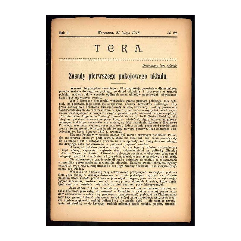 Teka. R.2 (1918) nr 20 (21.02.)