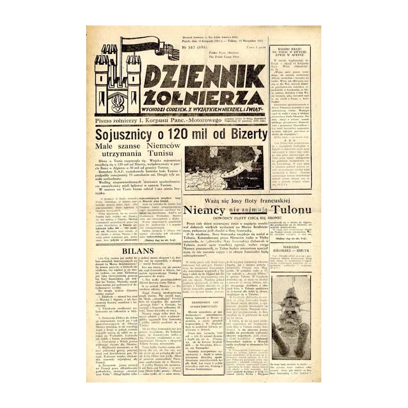 Dziennik Żołnierza. [...] Pismo żołnierzy I. Korpusu Panc.-Motorowego. R.3 (1942). Nr 163 (696) (13 listopada 1942)