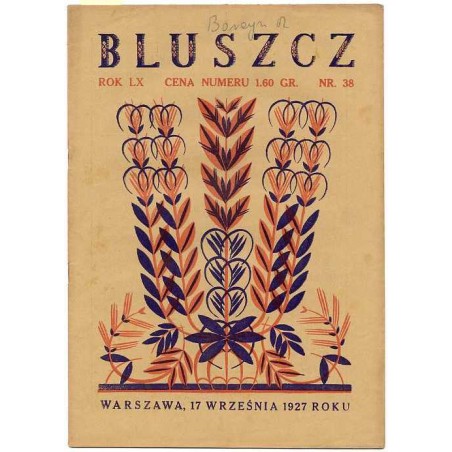 Bluszcz. Społeczno-literacki ilustrowany tygodnik kobiecy. R.60 (1927). Nr 38 (17 września 1927)