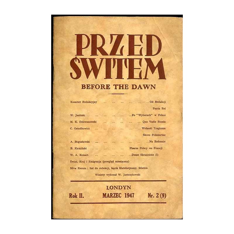 Przed Świtem. Miesięcznik Polski Walczącej. R.2 (1947). Nr 2 (9) (Marzec 1947) / nekrolog mjr Tadeusz Sadowski