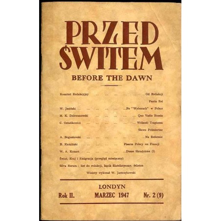 Przed Świtem. Miesięcznik Polski Walczącej. R.2 (1947). Nr 2 (9) (Marzec 1947) / nekrolog mjr Tadeusz Sadowski