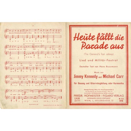Heute fällt die Parade aus (The General's fast asleep). Lied und Militär-Foxtrot