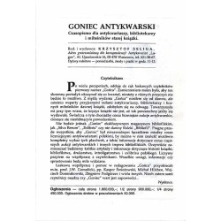 Goniec Antykwarski. Czasopismo dla antykwariuszy, bibliotekarzy i miłośników starej książki. Nr.1 (1994)