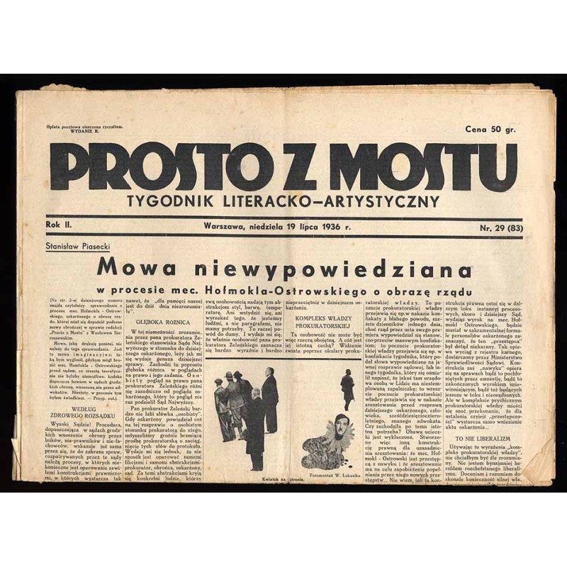 Prosto z Mostu. Tygodnik literacko-artystyczny. R.2 (1936). Nr 29 (83) (19 lipca 1936)