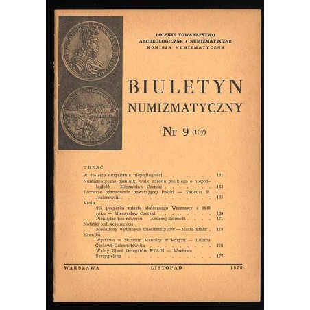 Biuletyn Numizmatyczny. 1978. Nr 9 (137) (XI 1978)