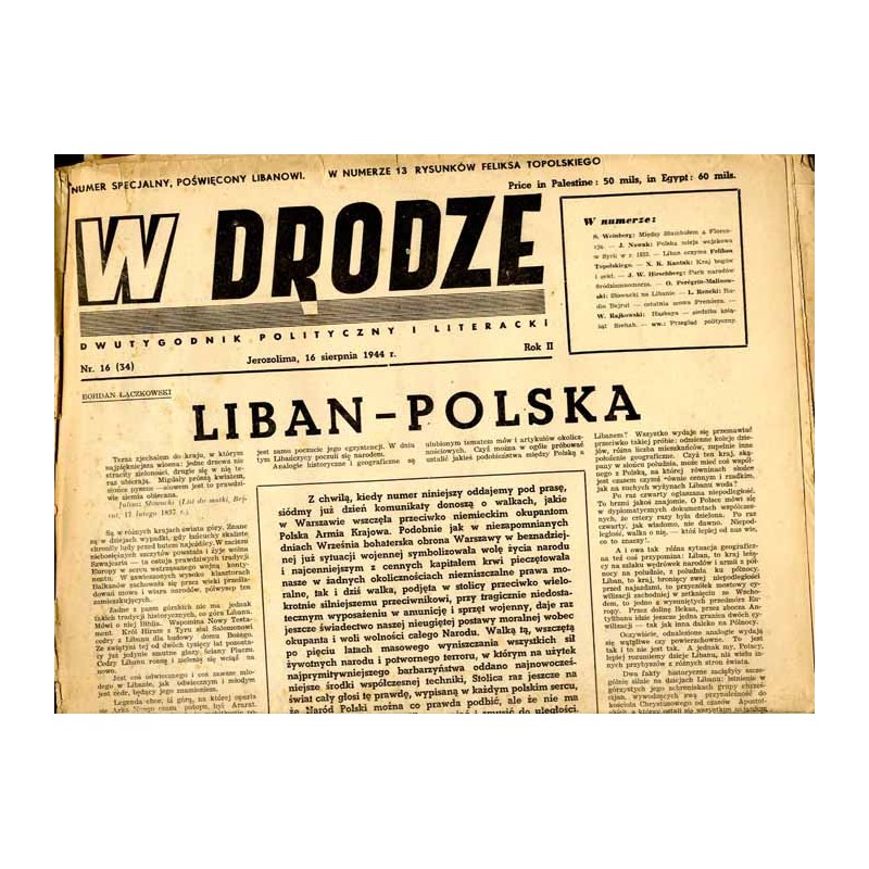 W Drodze. Dwutygodnik polityczny i literacki. R.2 (1944). Nr 16 (34) (16 sierpnia 1944) / Numer specjalny poświęcony Libanowi 1