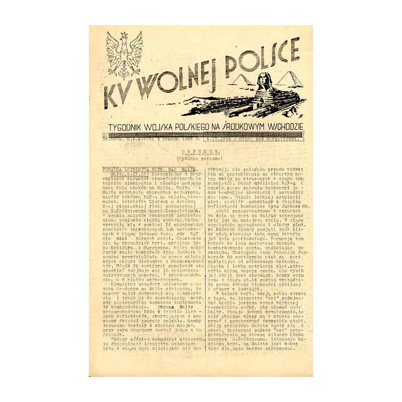 Ku Wolnej Polsce. Tygodnik Wojska Polskiego na Środkowym Wschodzie. Codzienny biuletyn informacyjny. 1942. Nr 55-A (4 kwietnia 1