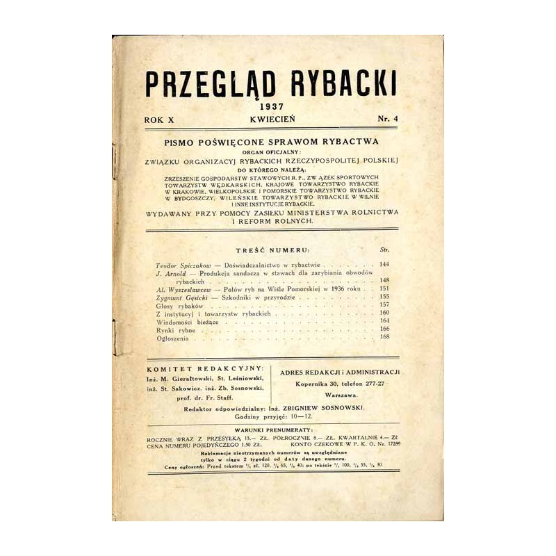 Przegląd Rybacki. Pismo poświęcone sprawom rybactwa. Organ oficjalny Związku Organizacyj Rybackich Rzeczypospolitej Polskiej. R.