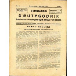 Wiadomości Demnianskie. Miesięcznik. [Dwutygodnik Zakładów Przemysłowych Braci Groedel i inne tytuły i podtytuły]. R. 1-3 (1928-
