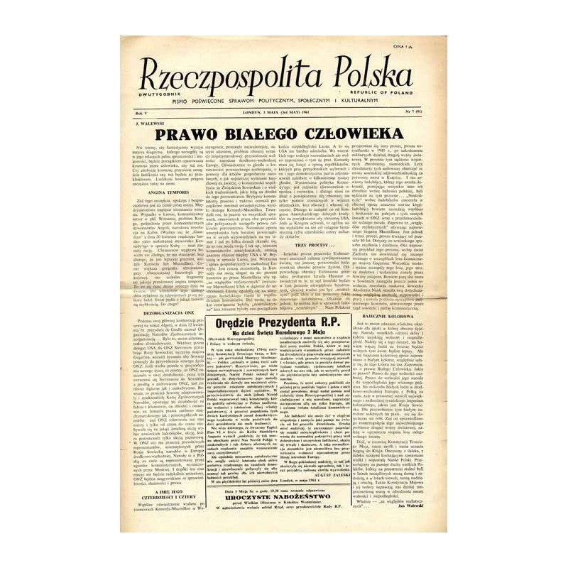 Rzeczpospolita Polska. Dwutygodnik. Pismo poświęcone sprawom politycznym, społecznym i kulturalnym. R.5 (1961). Nr 7 (91) (3 maj