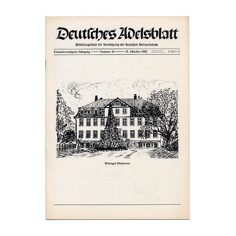 Deutsches Adelsblatt. 21. Jahrgang (1982). Nr 10 (15 X 1982) [Rittergut Diedersen, Niedersachsen]