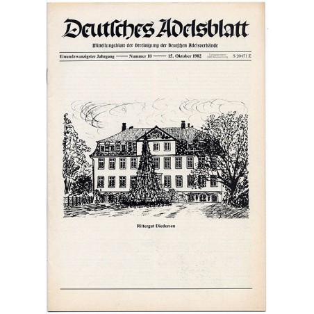 Deutsches Adelsblatt. 21. Jahrgang (1982). Nr 10 (15 X 1982) [Rittergut Diedersen, Niedersachsen]