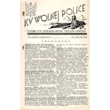 Ku Wolnej Polsce. Codzienne pismo Brygady Strzelców Karpackich. R.2 (1941). Nr 129 (235) (30 maja 1941)