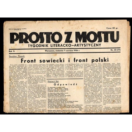 Prosto z Mostu. Tygodnik literacko-artystyczny. R.2 (1936). Nr 23 (77) (7 czerwca 1936)