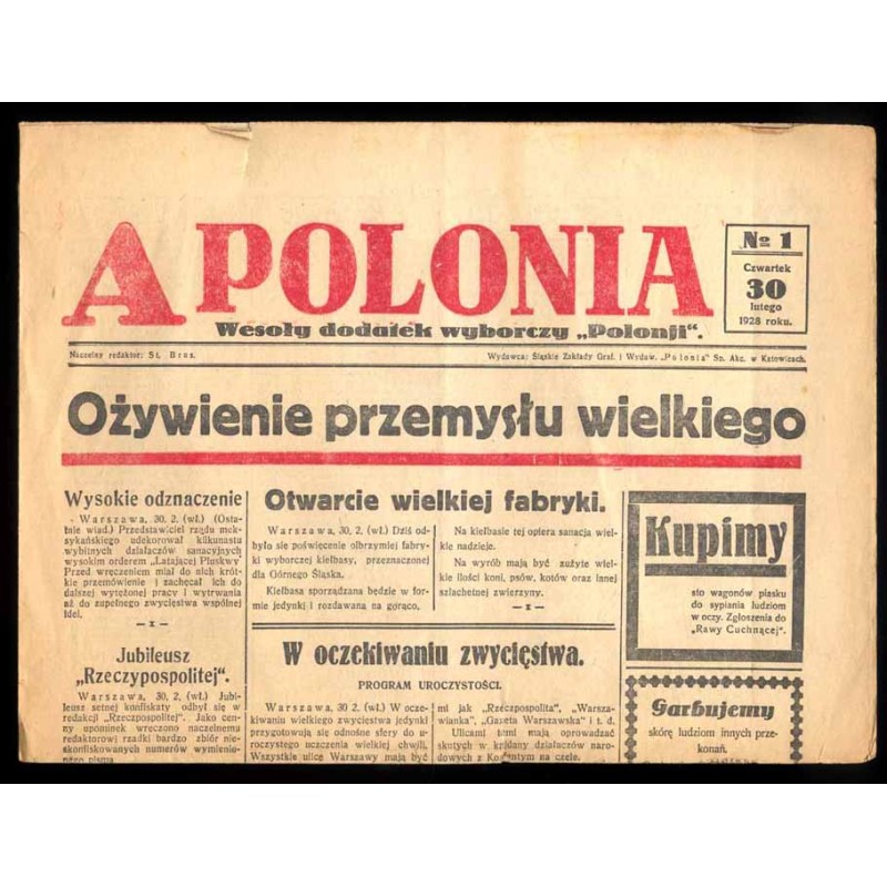 Apolonia. Wesoły dodatek wyborczy "Polonji". 1928