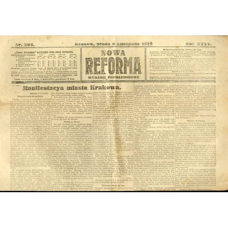 Nowa Reforma. R.35 (1916). Nr 564 (8 listopada 1916). Wydanie popołudniowe