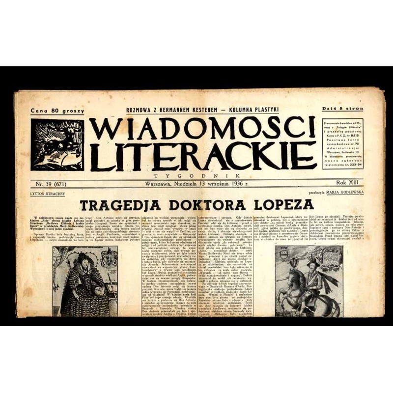 Wiadomości Literackie. Tygodnik. R.13 (1936). Nr 39 (671) (13 września 1936)