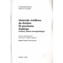 Materiały źródłowe do dziejów III powstania śląskiego (rozkazy baonu tarnogórskiego)