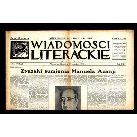Wiadomości Literackie. Tygodnik. R.13 (1936). Nr 40 (672) (20 września 1936)