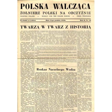 Polska Walcząca - Żołnierz Polski na Obczyźnie. Fighting Poland. Weekly for the Polish Forces. R.2 (1940). Nr 40 (14 grudnia 194